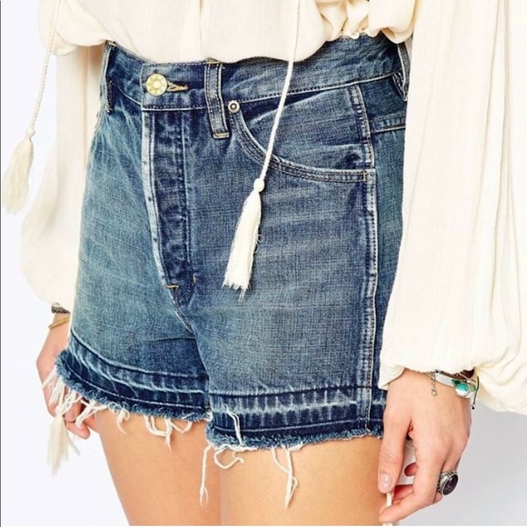 FP High Waist Frayed Denim Shorts - Picture 6 of 6